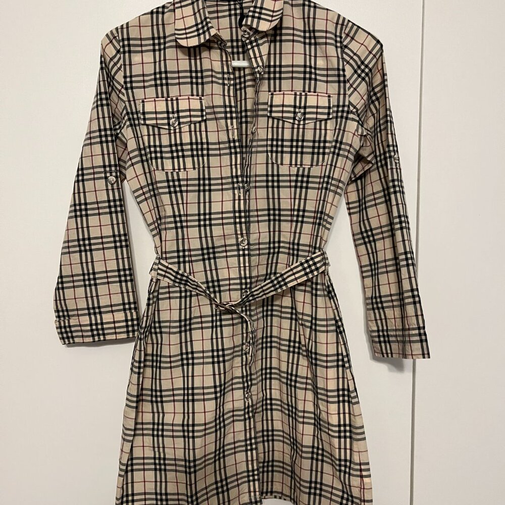 Burberry Dress button down 12T adjustable sleeves beige
